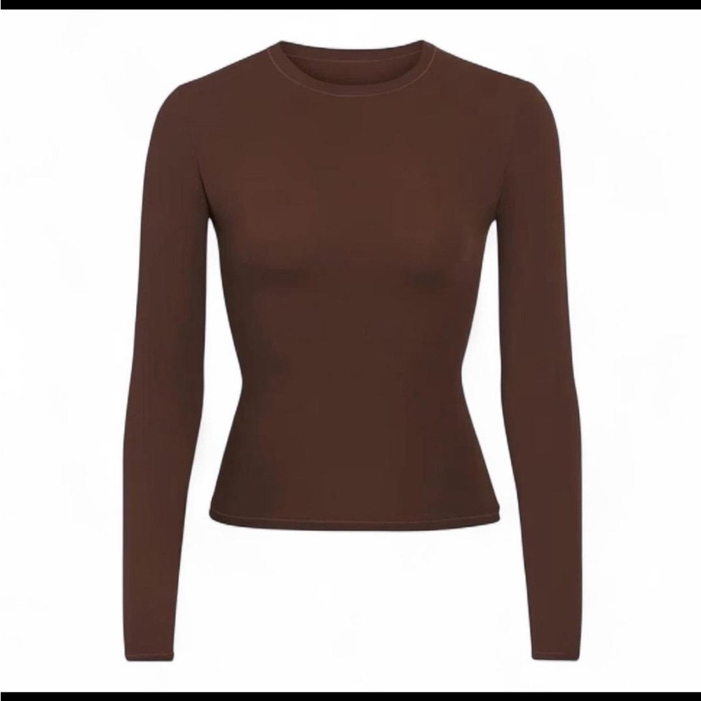 SKIMS *NWT FITS EVERYBODY LONG SLEEVE T-SHIRT | COLOR: COCOA | SIZE: S